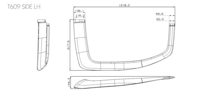 T609 측면 LH의 2D 설계
